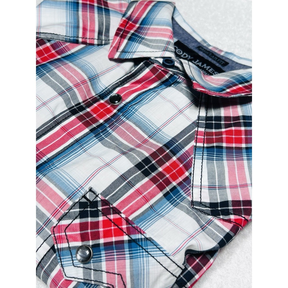 Cody James Men's Western Shirt Red, White And Blue Long Sleeve Size S Pearl Snap